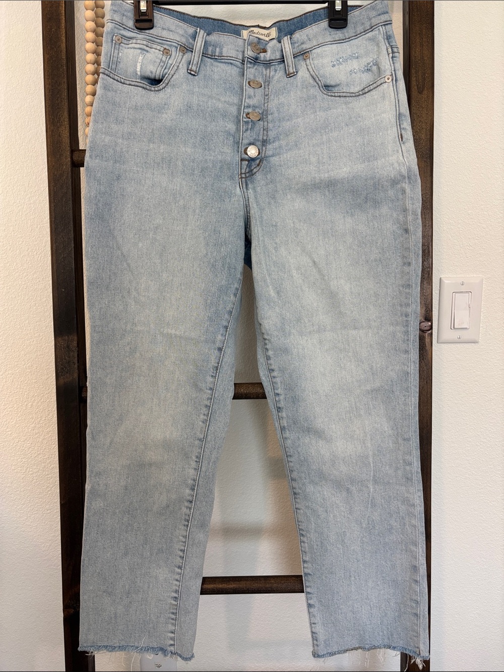 👖Madewell Light Blue Boyfriend Jeans with Button-Fly